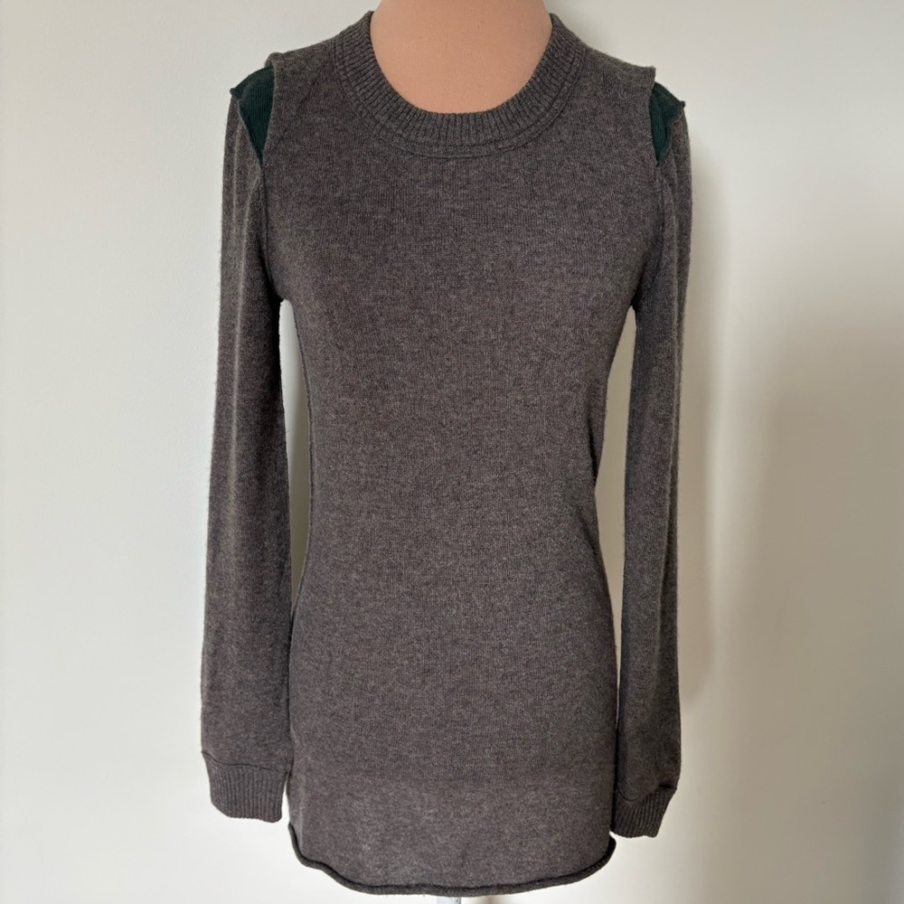 Autumn Cashmere Shoulder Panel Crew Neck Gray Pure Cashmere Sweater EUC Size XS